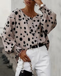 Chemisier Encolure V Pois Manches Bouffantes