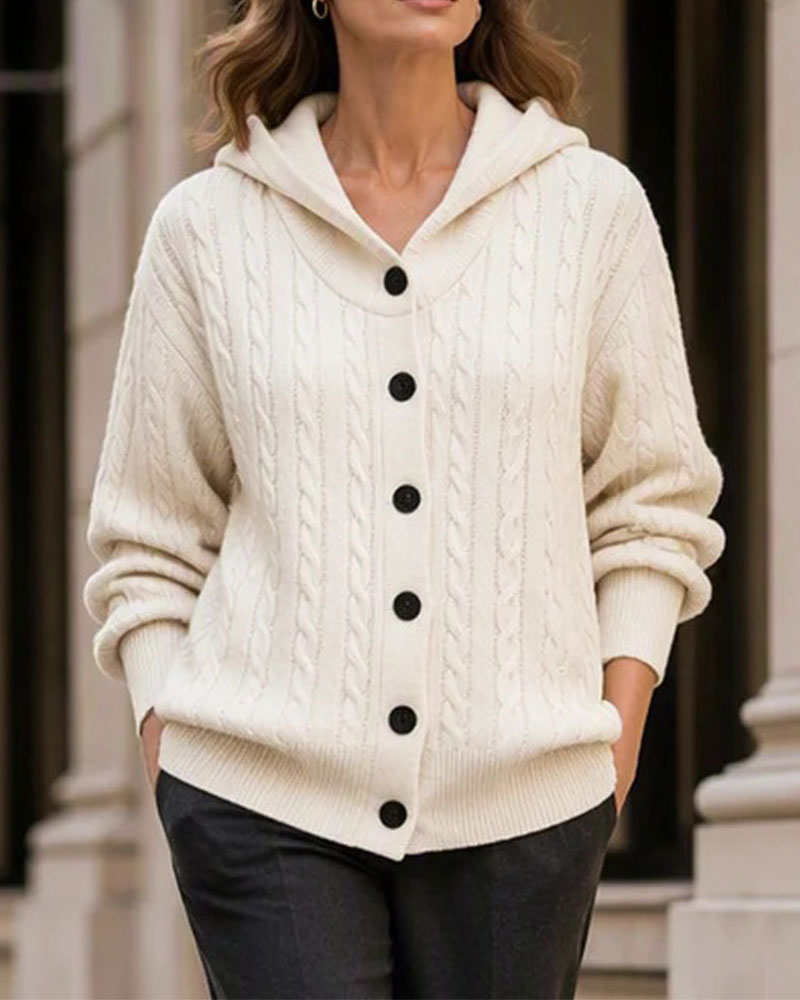 Cardigan Tricot Ouvert à Capuche
