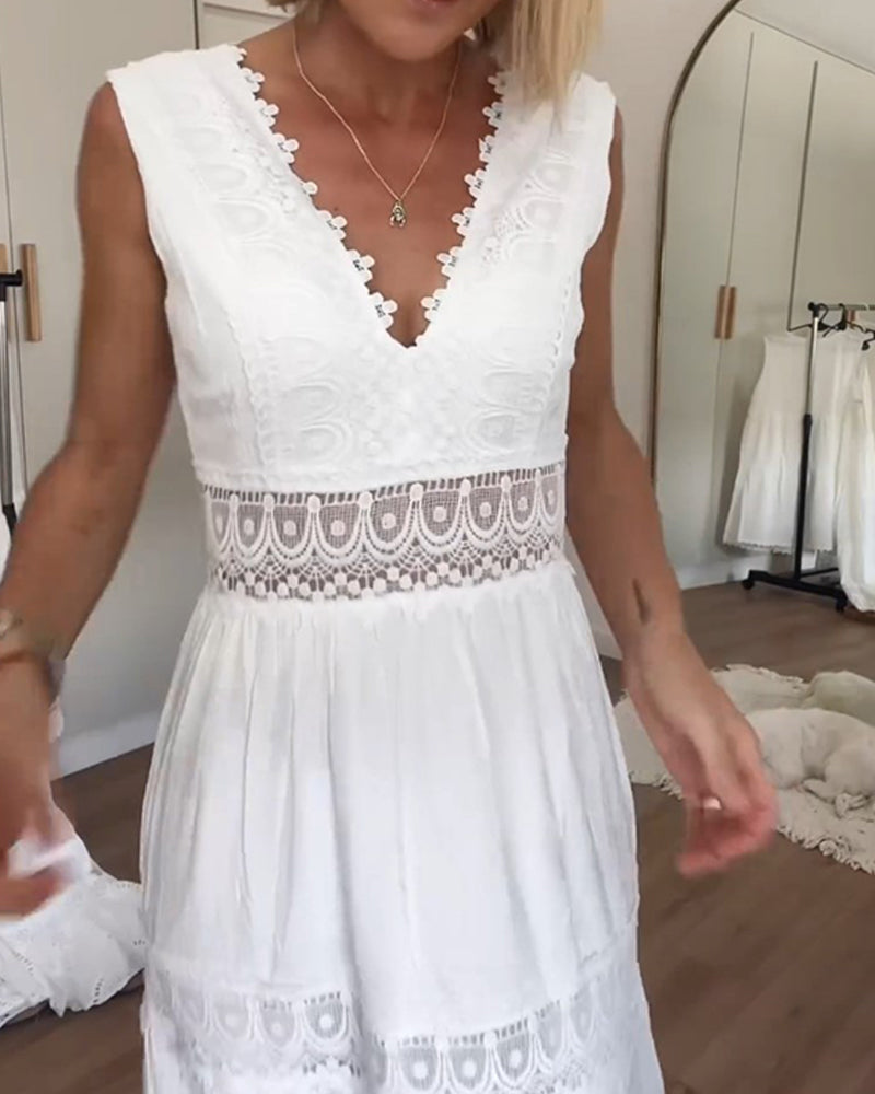 Willow | Robe Midi Sans Manches Femme Boho V Col