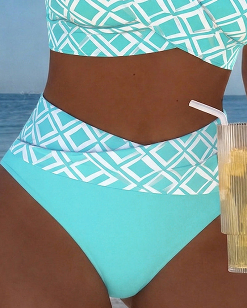 Martina | Bikini à carreaux avec soutien-gorge sans fil et culotte taille haute