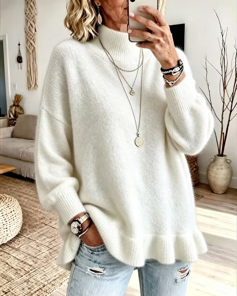 Pullover Col Mock Volant