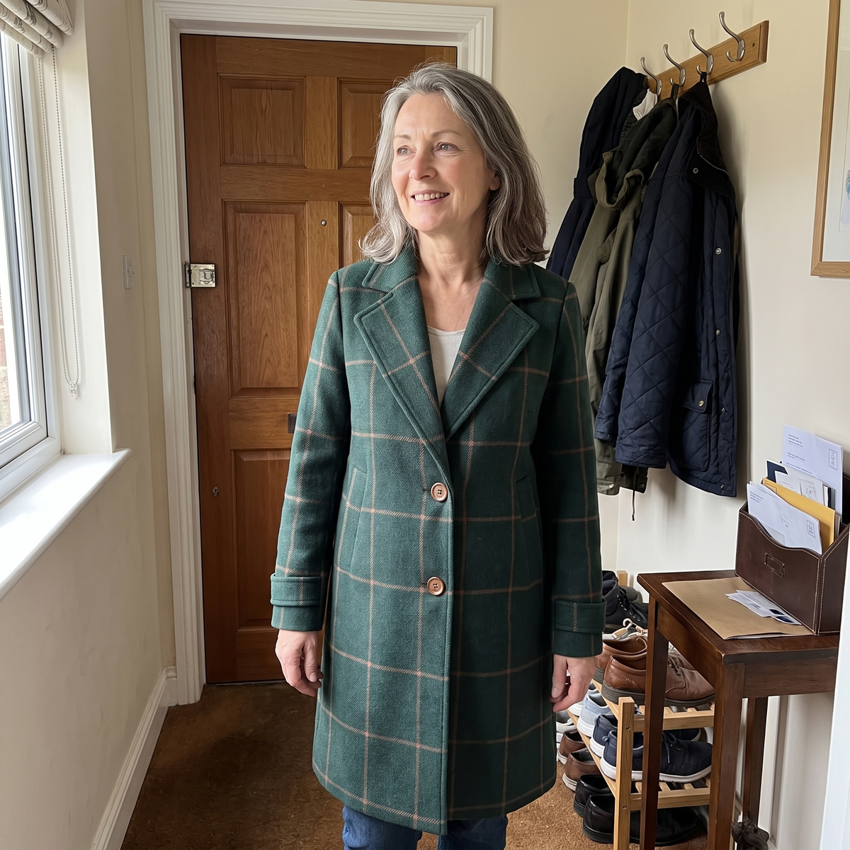 Helena | Trench-coat à carreaux classique et moderne
