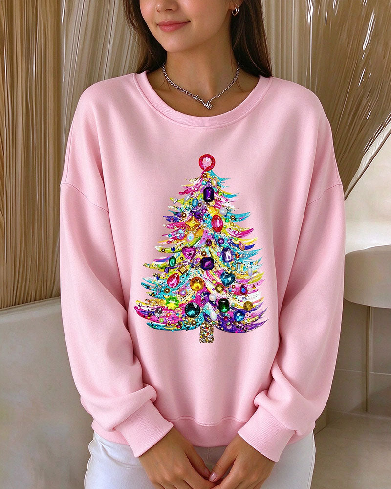 Pull à col rond avec motif sapin de Noël