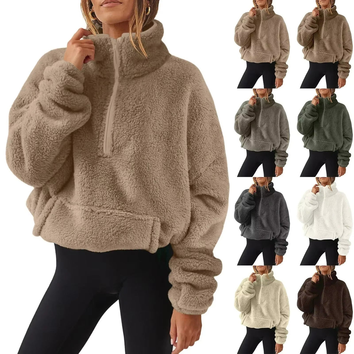 Pull Fleece Luxueux à Col Zippé pour Femmes