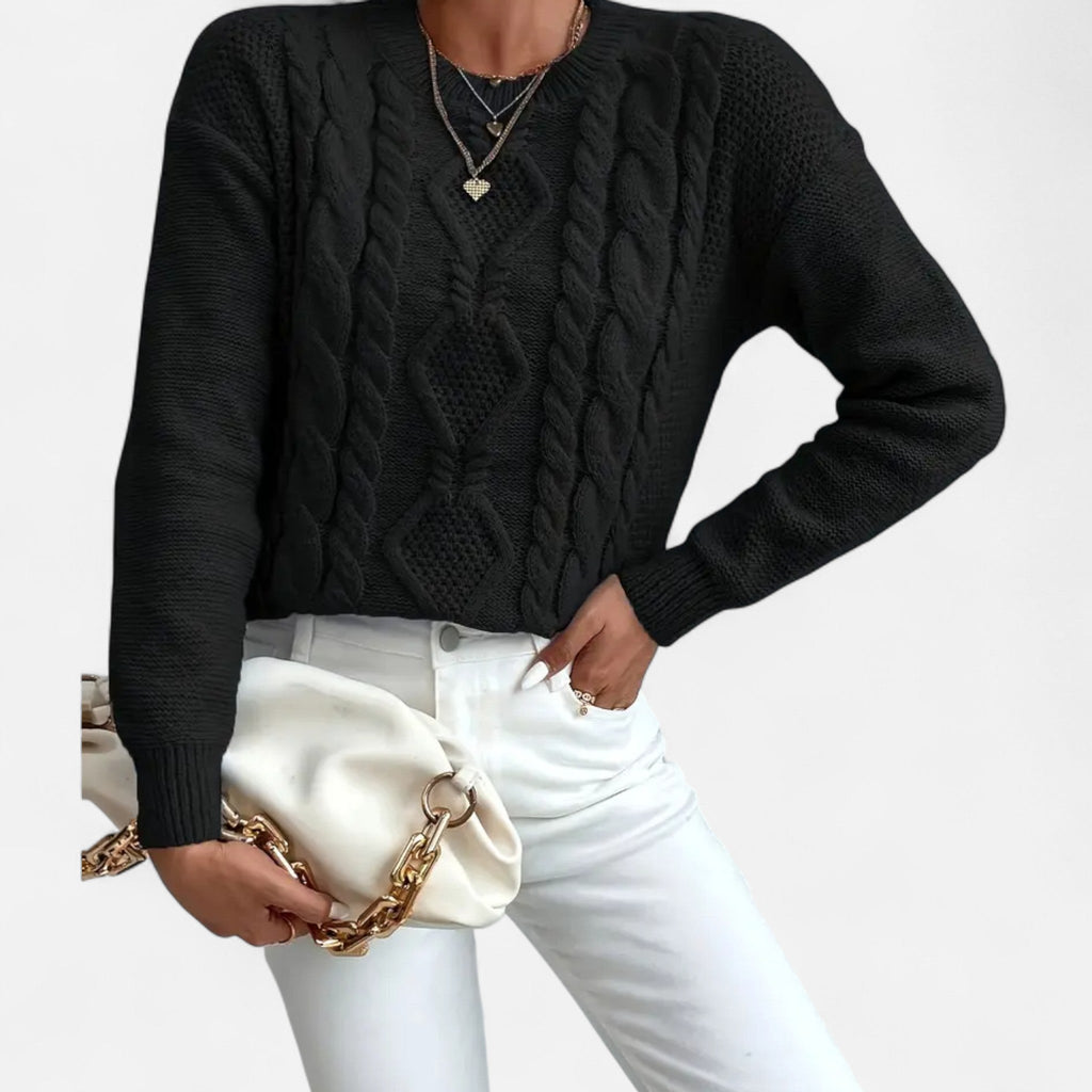 Pull en Coton et Acrylique Femme – Maille Épaisse et Col Rond Intemporel