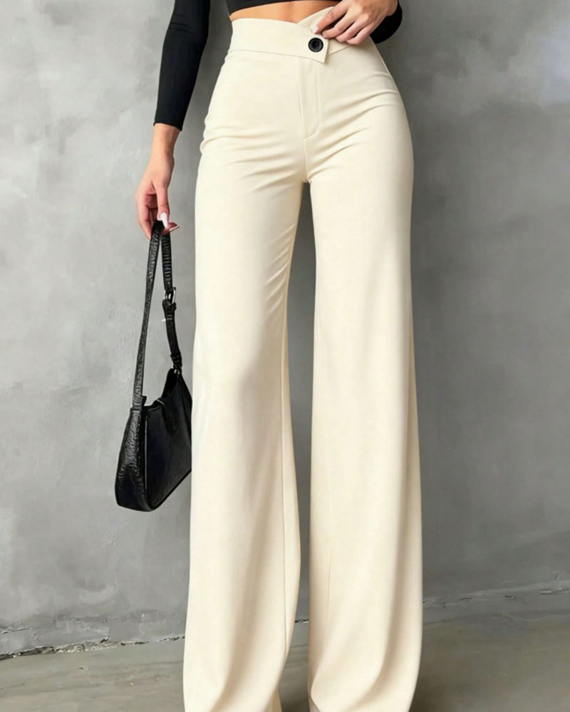 Pantalons de Costume Drapés Taille Haute