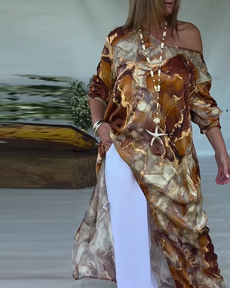 Blouse Imprimée à Fente Tendance
