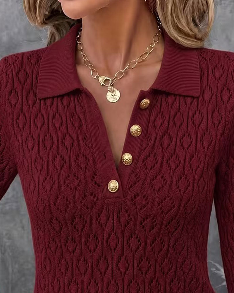Pull-over slim à col rabattu et découpes