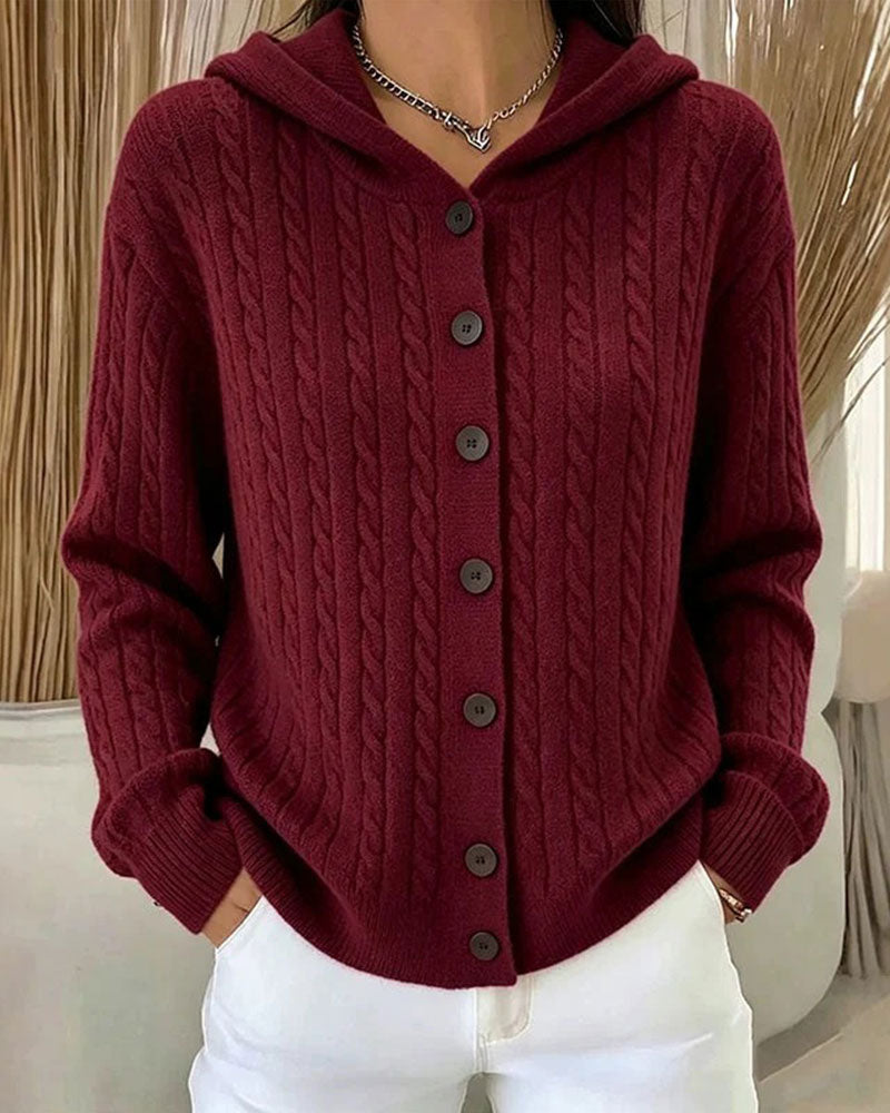 Cardigan Tricot Ouvert à Capuche