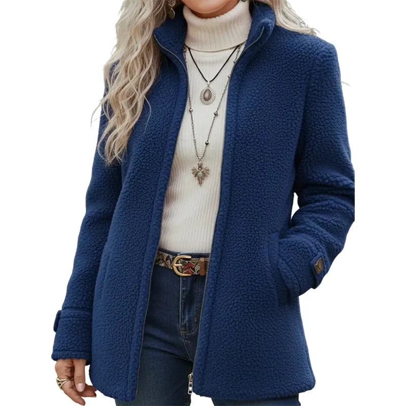 Alessora | Veste teddy femme avec col montant