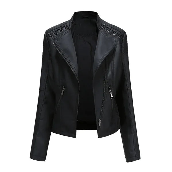 Veste en Cuir Lavée avec Coupe Féminine