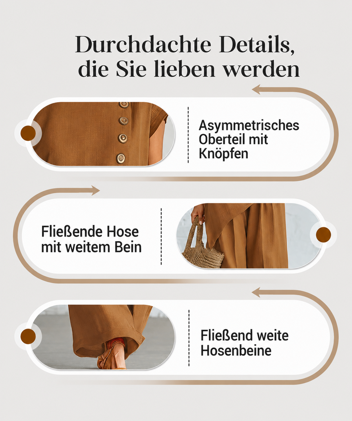 Quciana | Ensemble décontracté sans plis avec top asymétrique