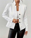 Veste Blazer Boutonnée de Couleur Unie