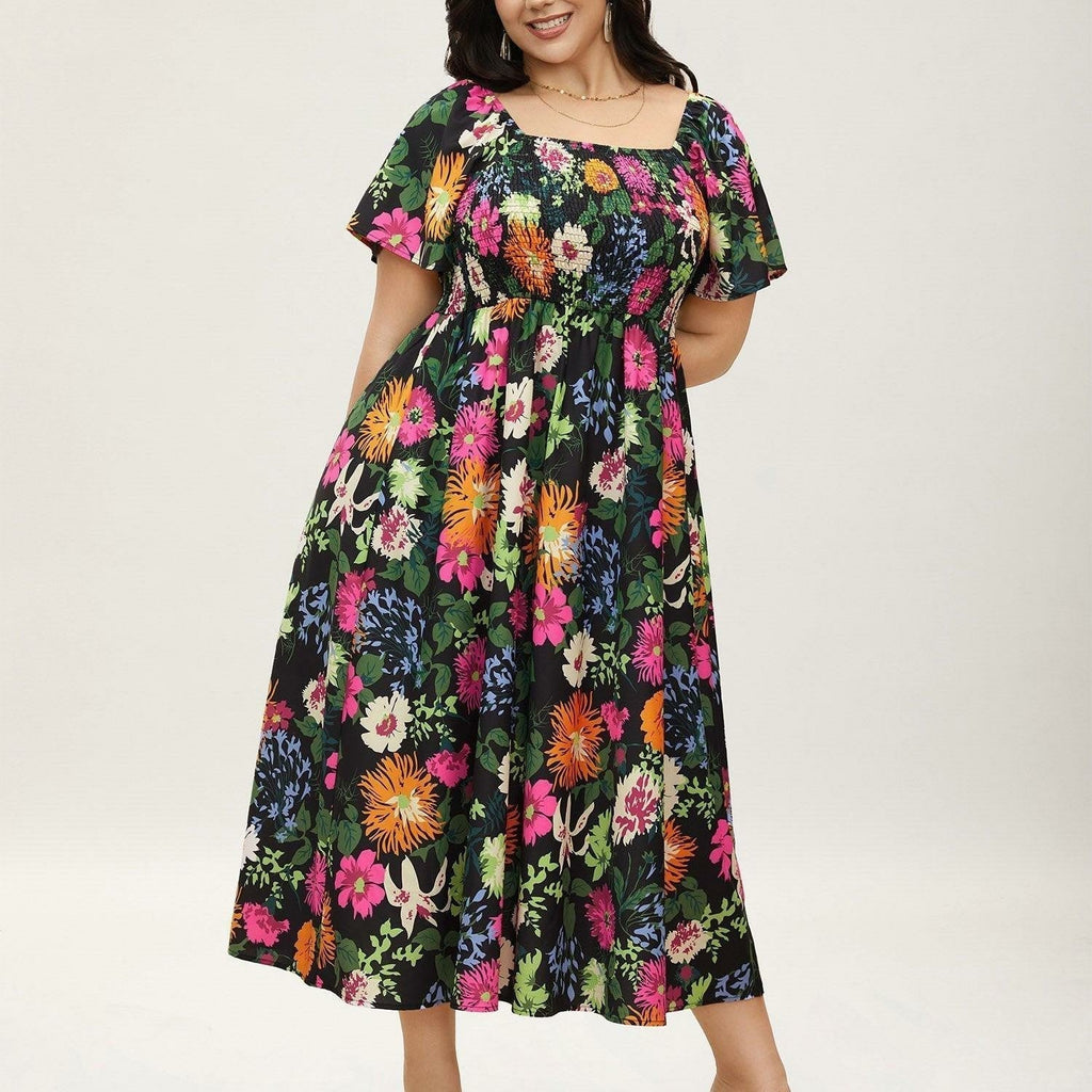 Cariella | Robe Midi Féminine avec Manches Flottantes
