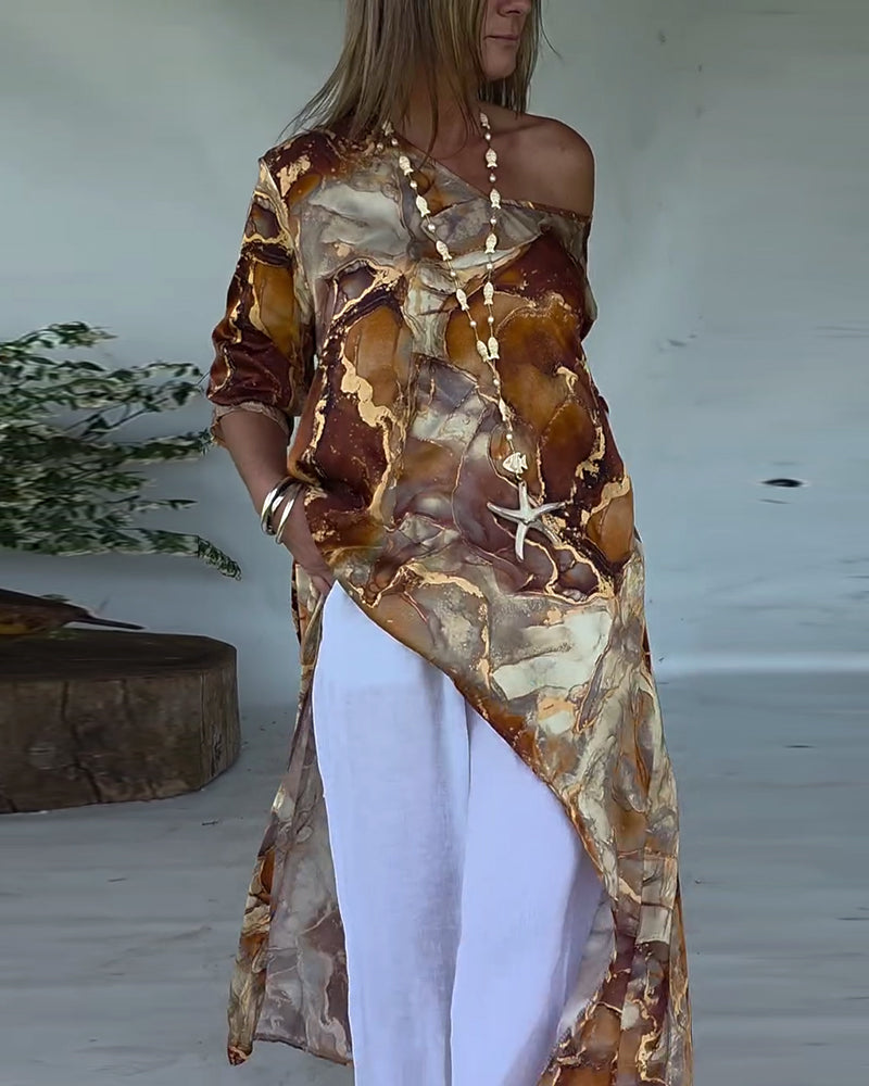 Blouse Imprimée à Fente Tendance