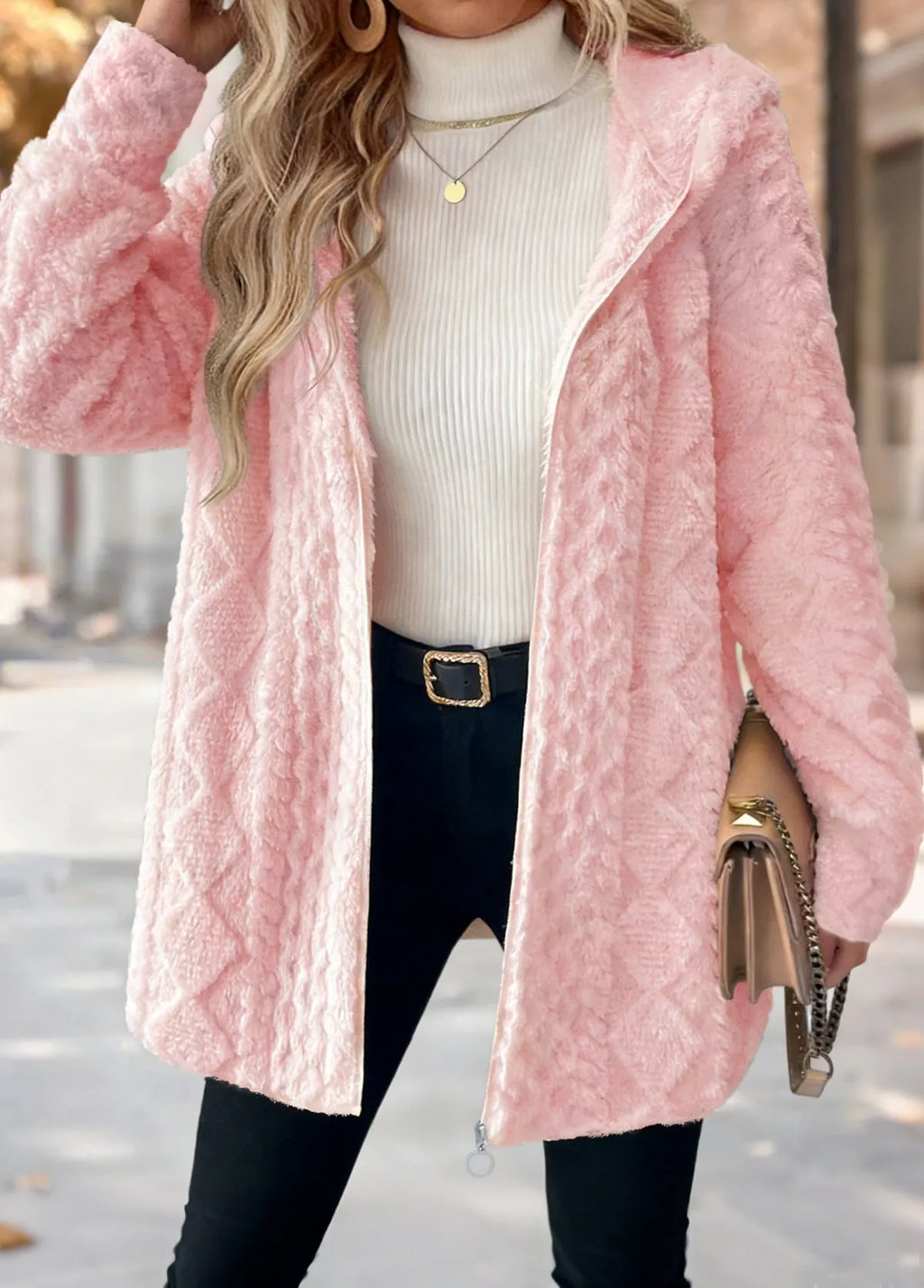 Pyrelia | Cardigan en peluche avec capuche et fermeture éclair