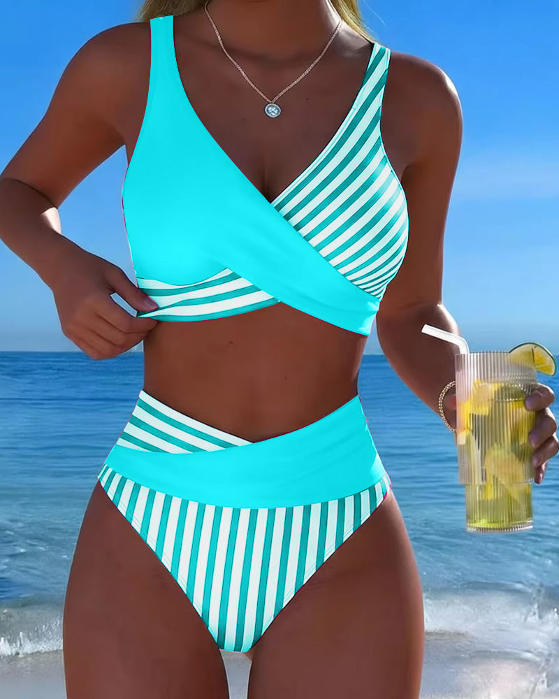 Giulia | Bikini rayé pour femmes avec décolleté en V