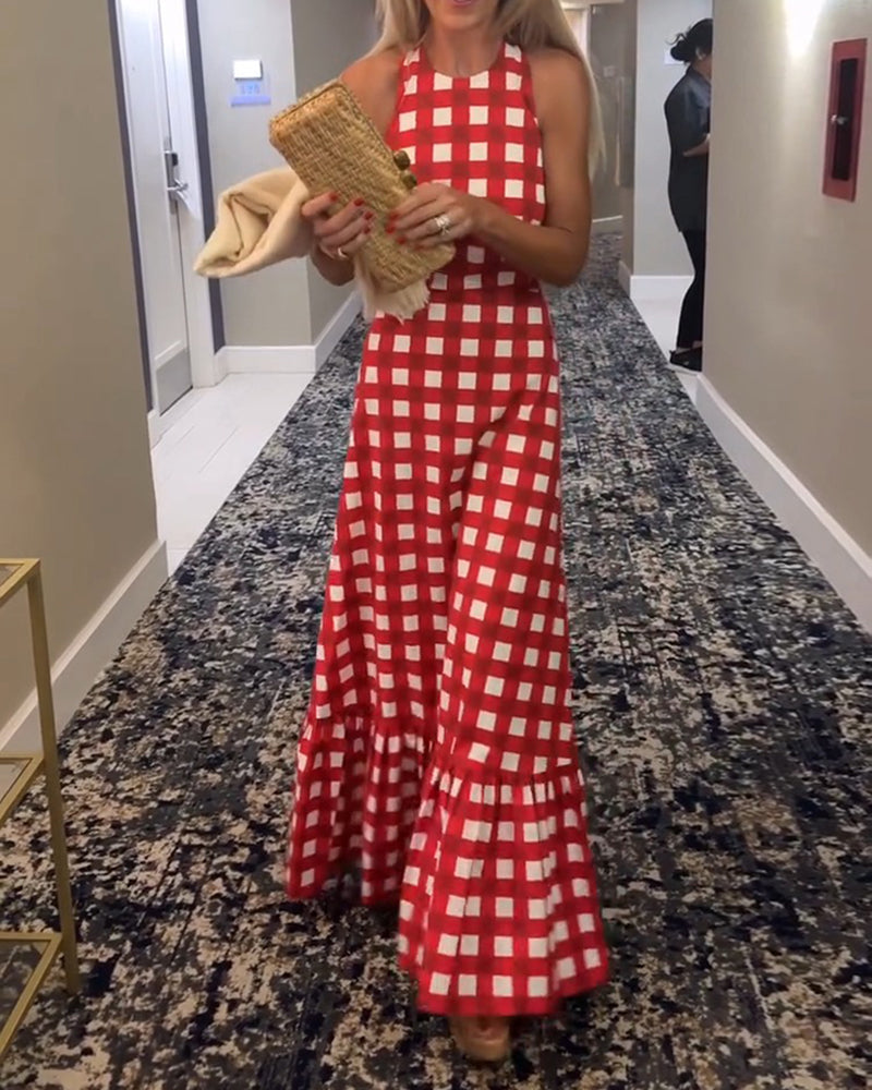 Robe Décontractée Sans Manches À Carreaux
