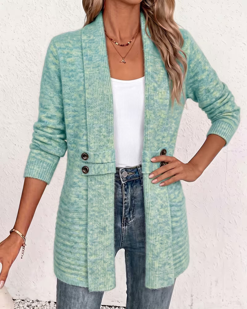 Cardigan Unie Bouton Orné