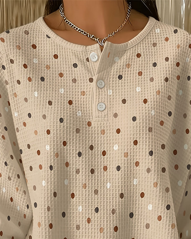 Sweat-shirt à Pois Col Rond