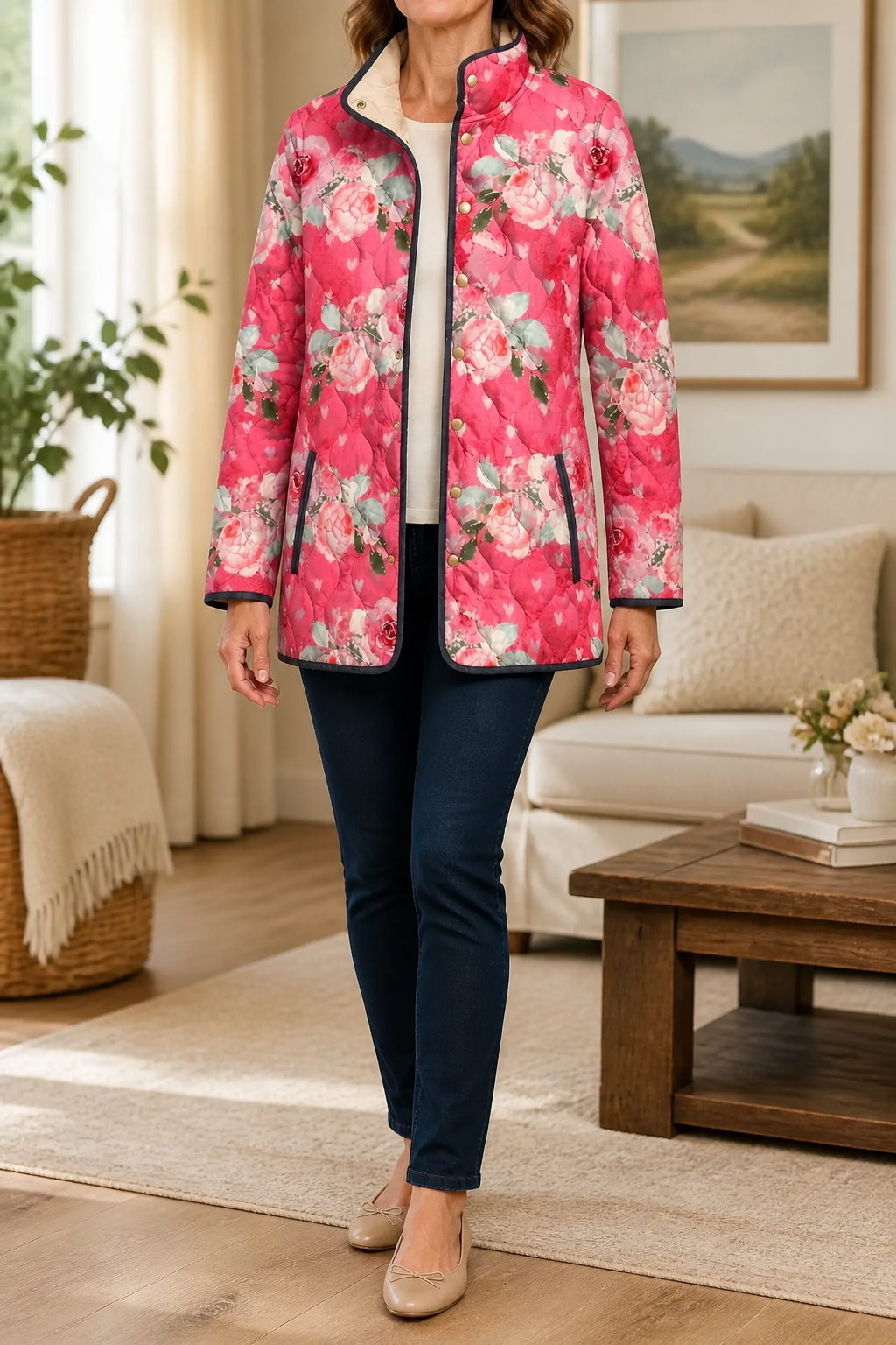Lisa | Veste matelassée élégante et confortable pour femmes avec motif floral