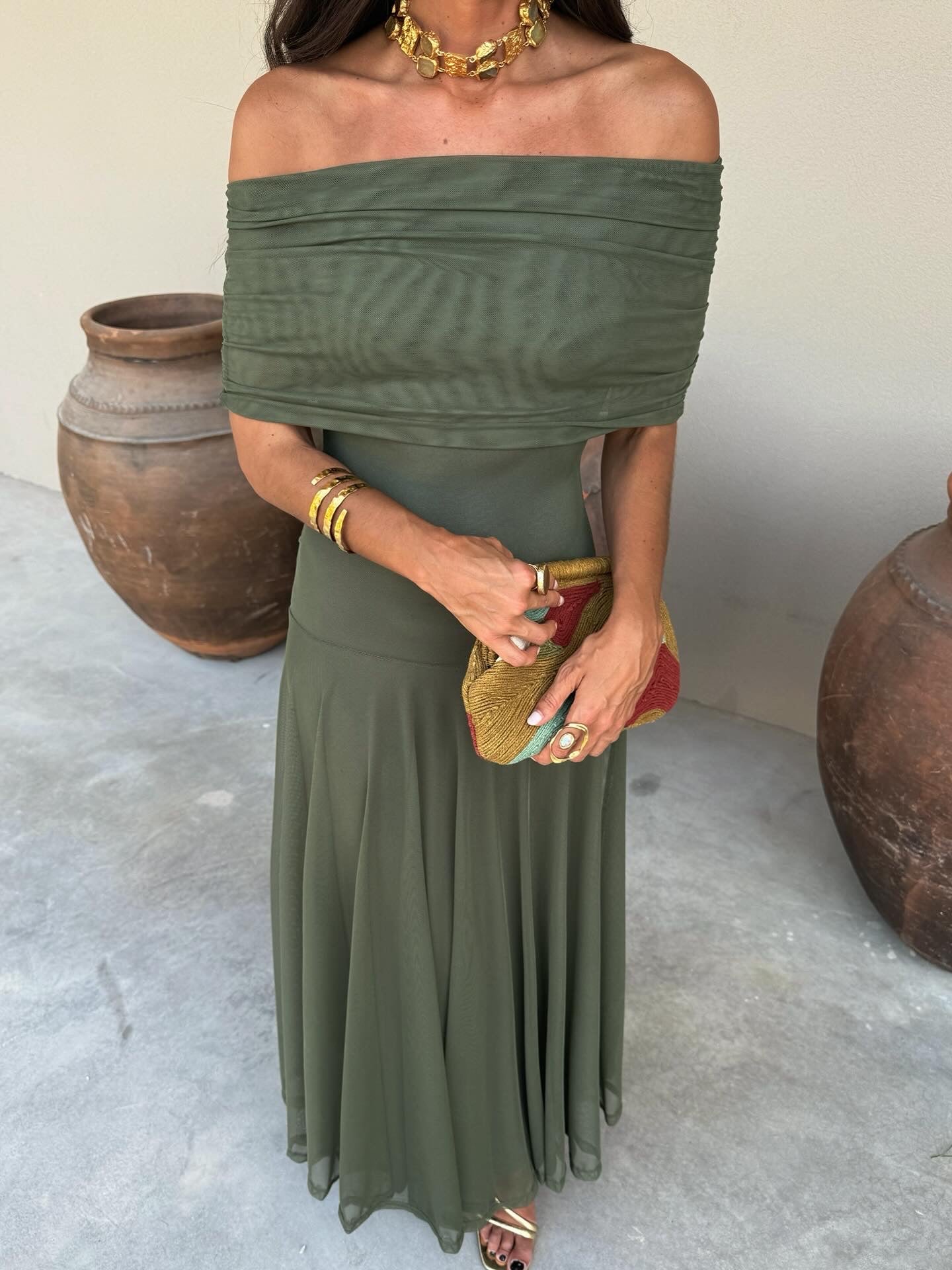 Toledo | Robe Maxikleid Femme Off-Shoulder