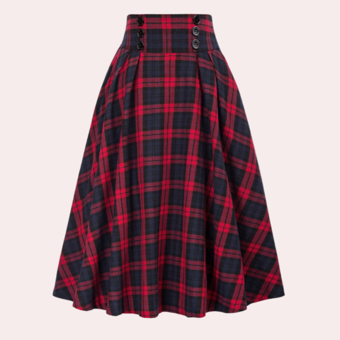 Jupe à carreaux élégante à taille haute pour femme | Midi