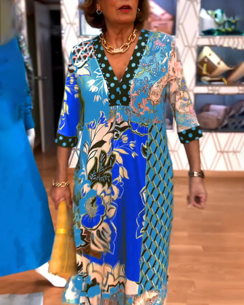 Robe imprimée à fente en V