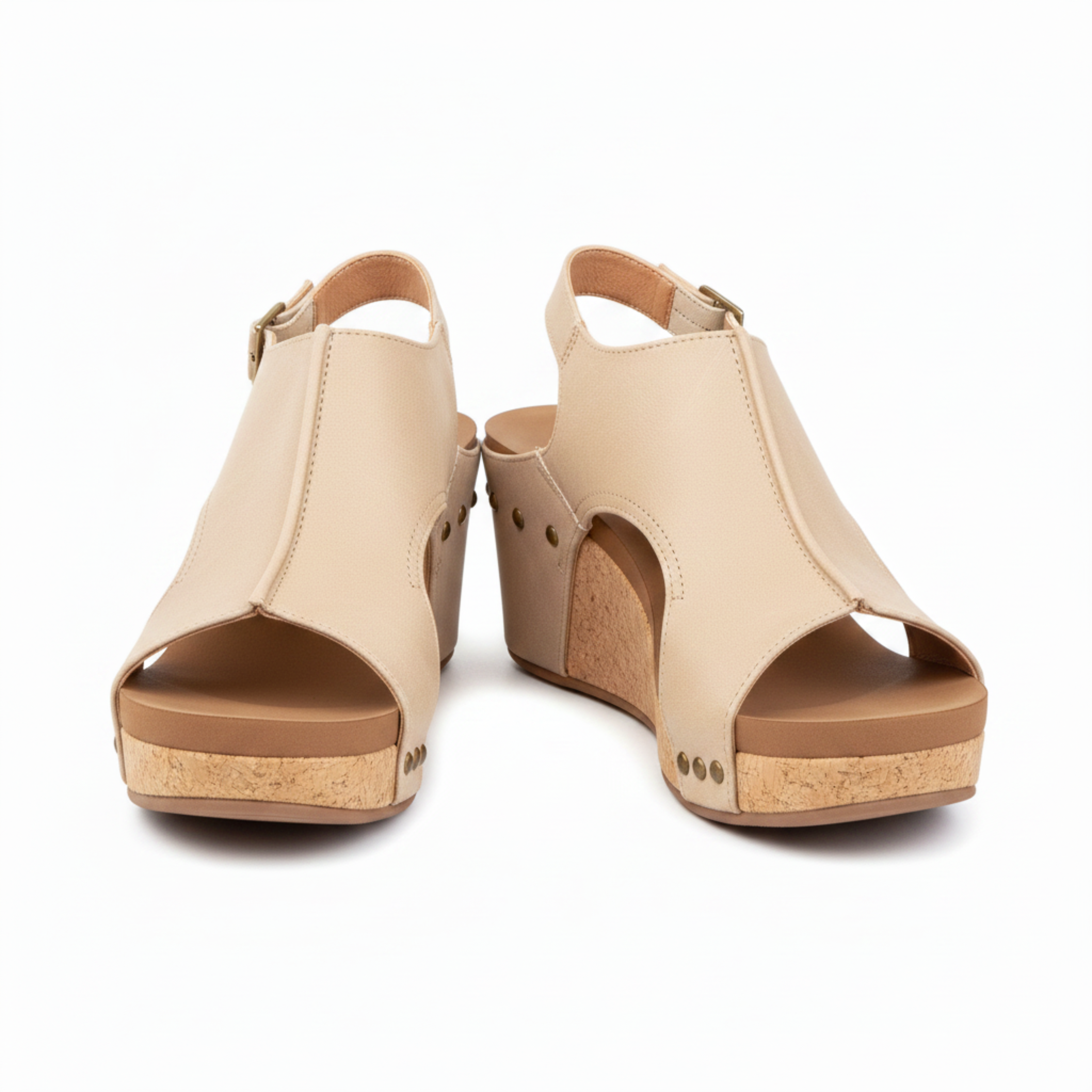 Sandales à Plateforme pour Femme Chaussures Compensées à Bout Ouvert Effet Liège
