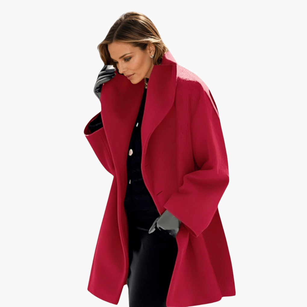 Manteau Femme avec Col Large et Coupe Longue
