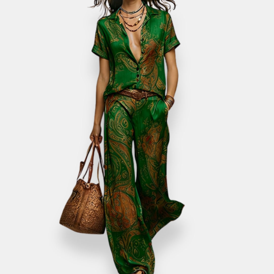 Azarie | Ensemble léger imprimé avec pantalon ample