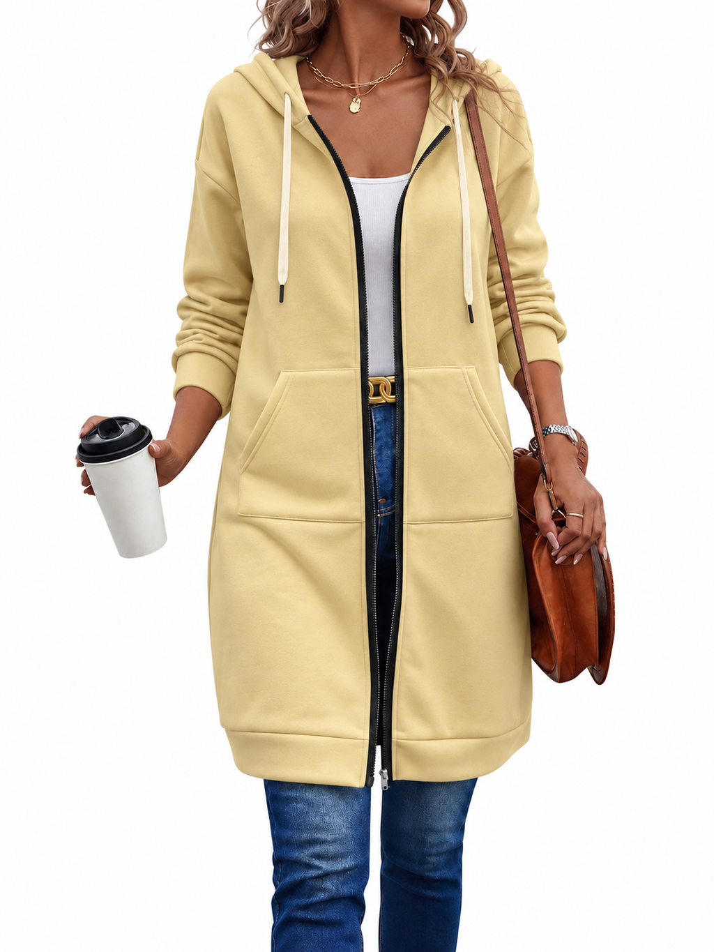 Hoodie Zippé Long Femme | Mi-Long & Confortable