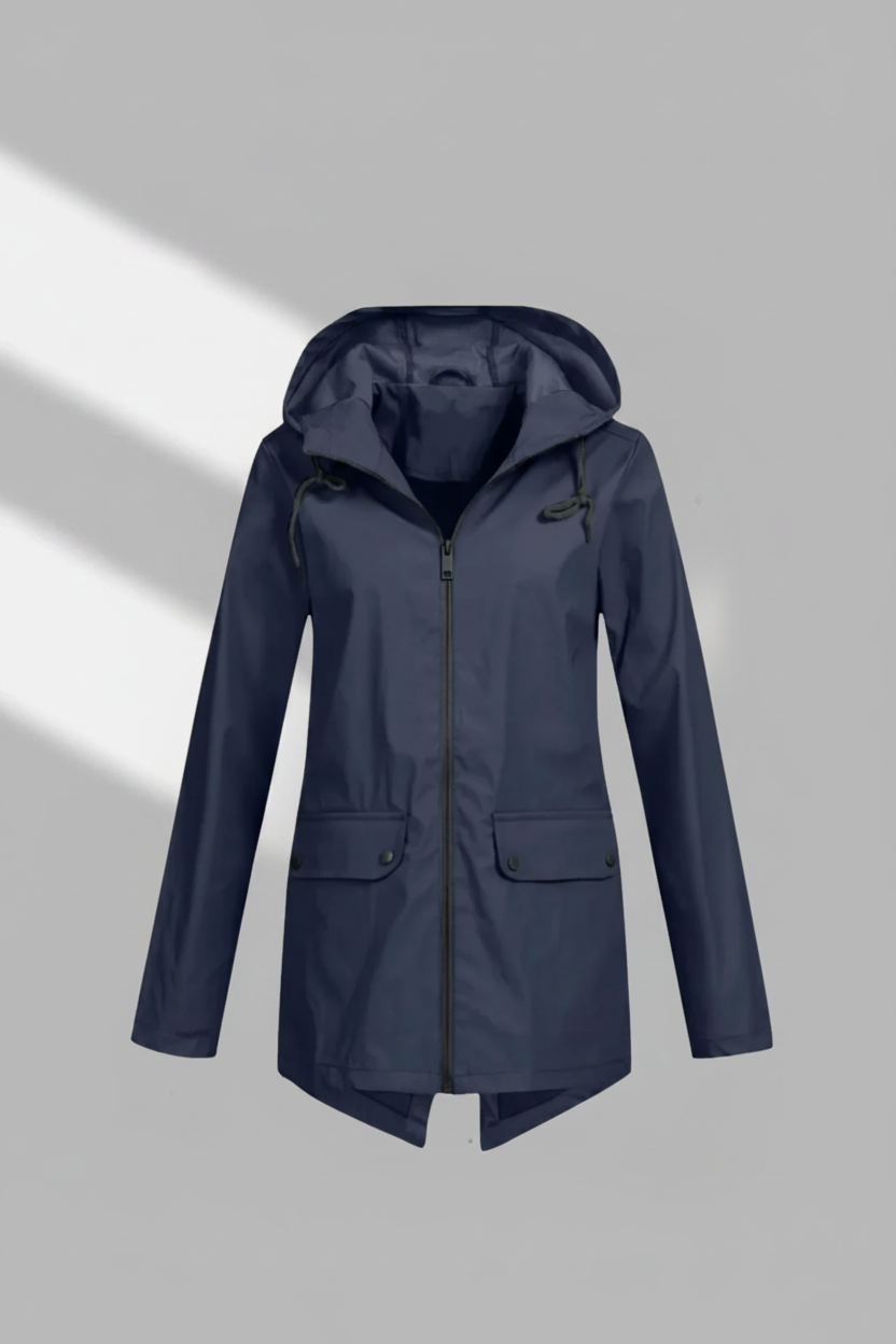 Manteau utilitaire à capuche et fermeture éclair longue
