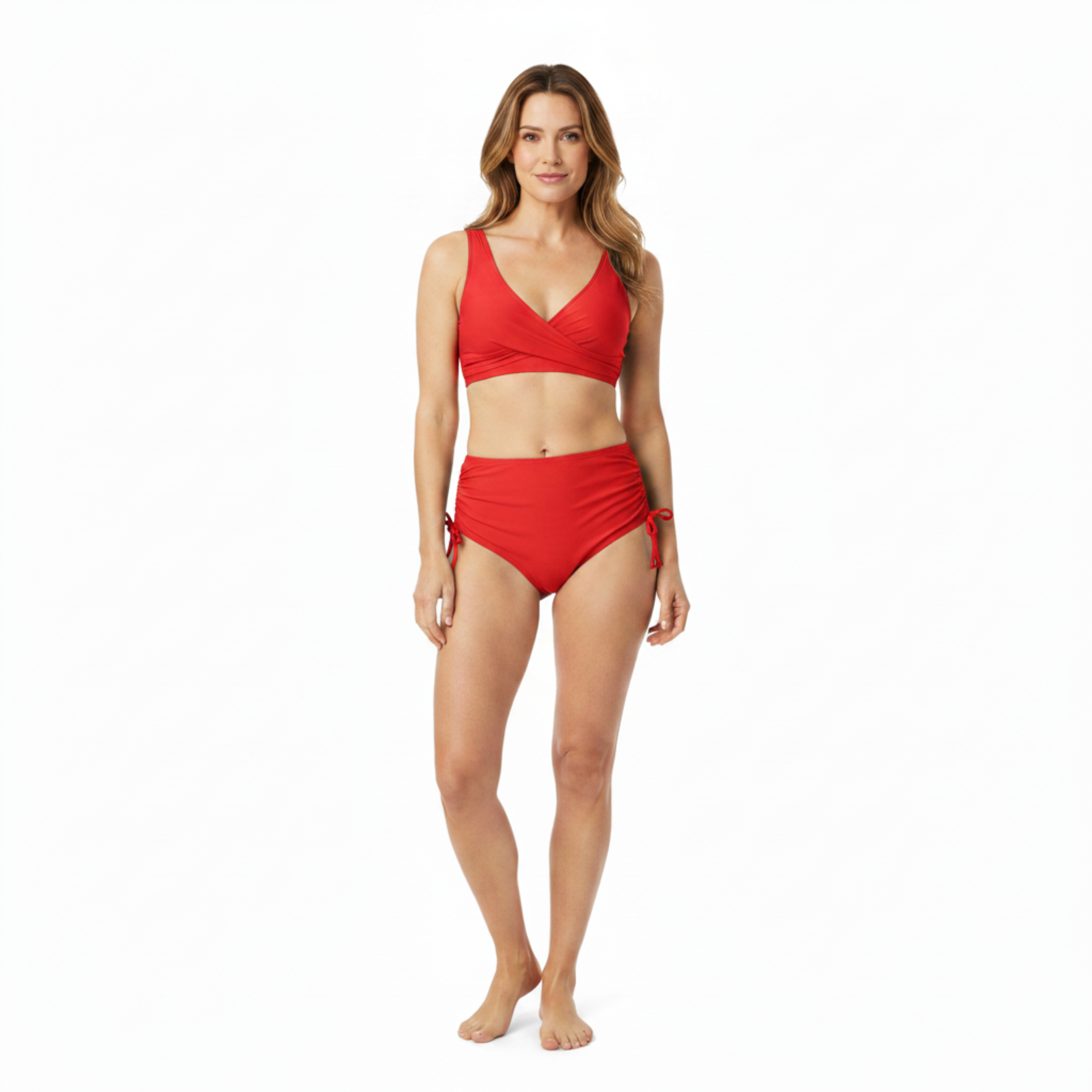 Ensemble maillot de bain deux pièces avec haut croisé et culotte de bain à nœuds