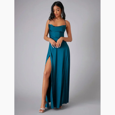 Robe de soirée à fente haute pour femme | Maxi
