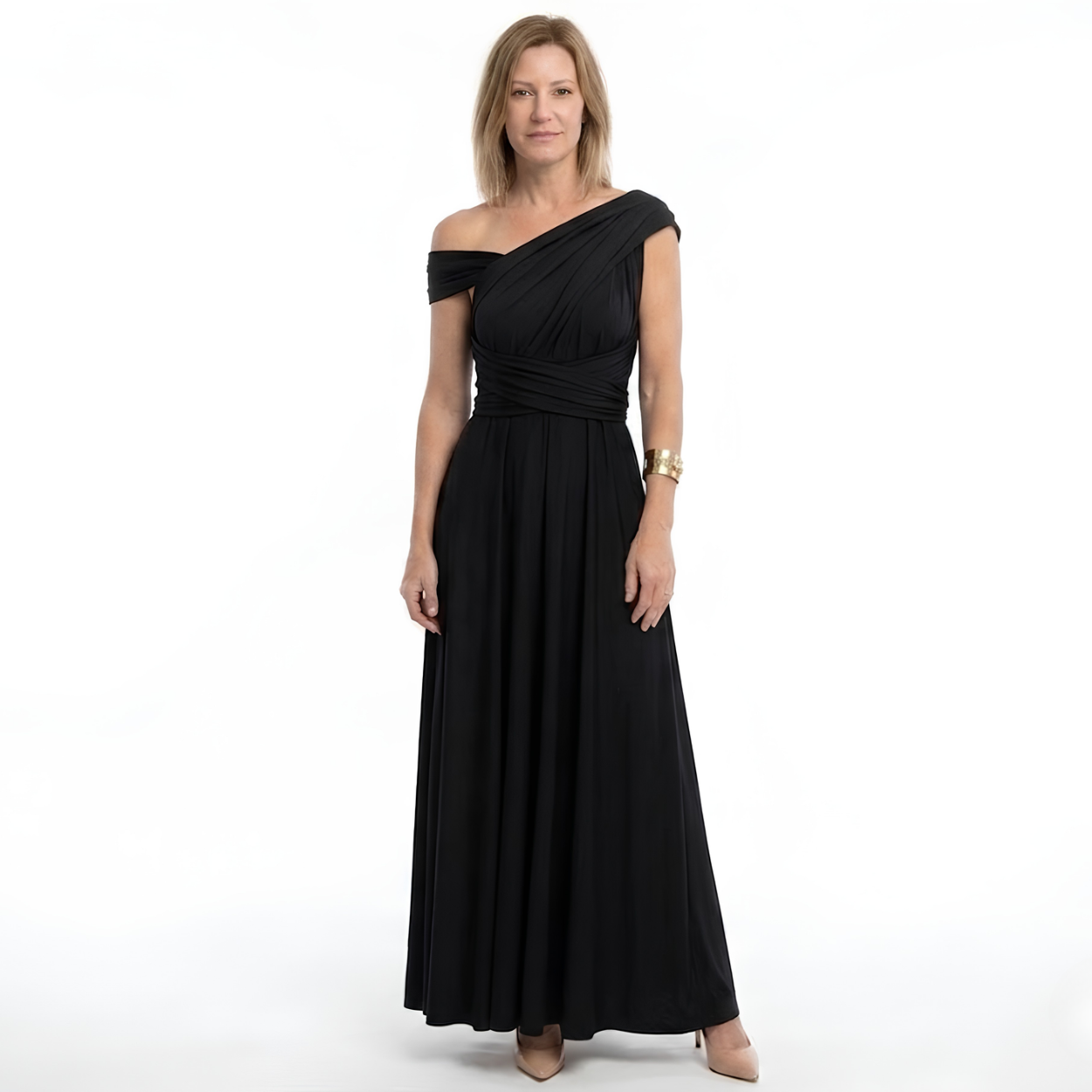 Robe Maxi Convertible Infinity avec Bretelles Multi-Positions et Jupe Fluide