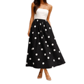 Robe Maxi à Pois avec Bustier Sans Bretelles et Jupe Évasée