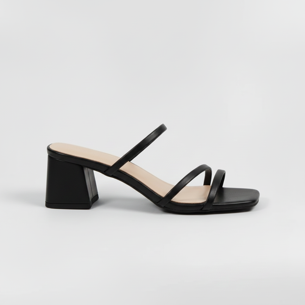 Sandales à Talon Carré pour Femme Chaussures à Brides et Bout Carré
