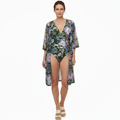 Maillot de Bain Une Pièce à Motif Floral avec Kimono Fluide pour Femme