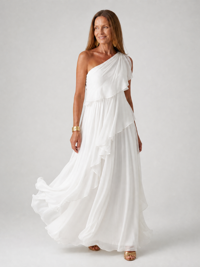 Parietta | Robe maxi élégante avec décolleté asymétrique