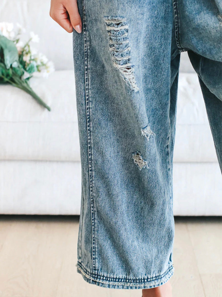 Thessa™ - Salopette en denim délavé