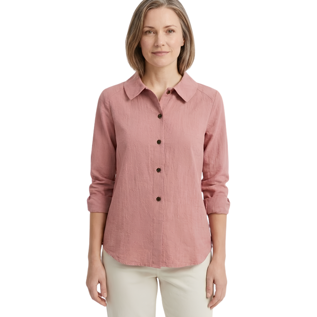 Surchemise Femme Coupe Oversize avec Boutons Contrastés et Manches Retroussables
