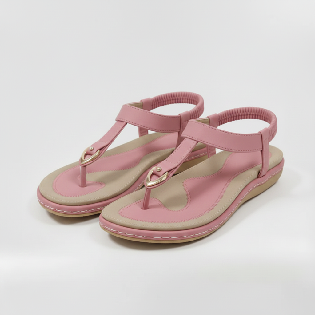 Sandales Plates pour Femme Tongs à Bride Arrière Élastique et Détail Métallique