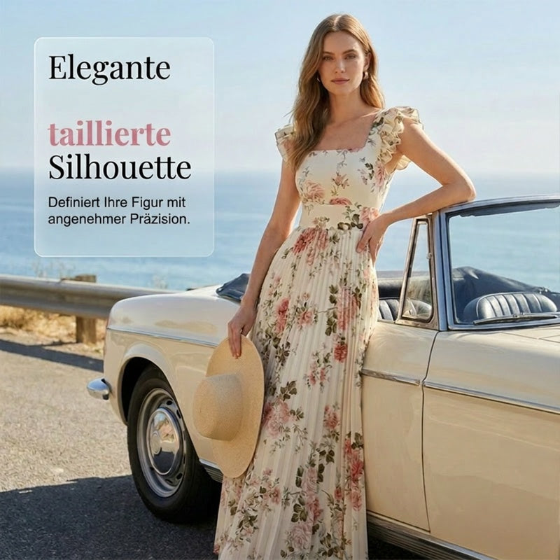 Elvinna | Robe maxi florale avec volants plissés