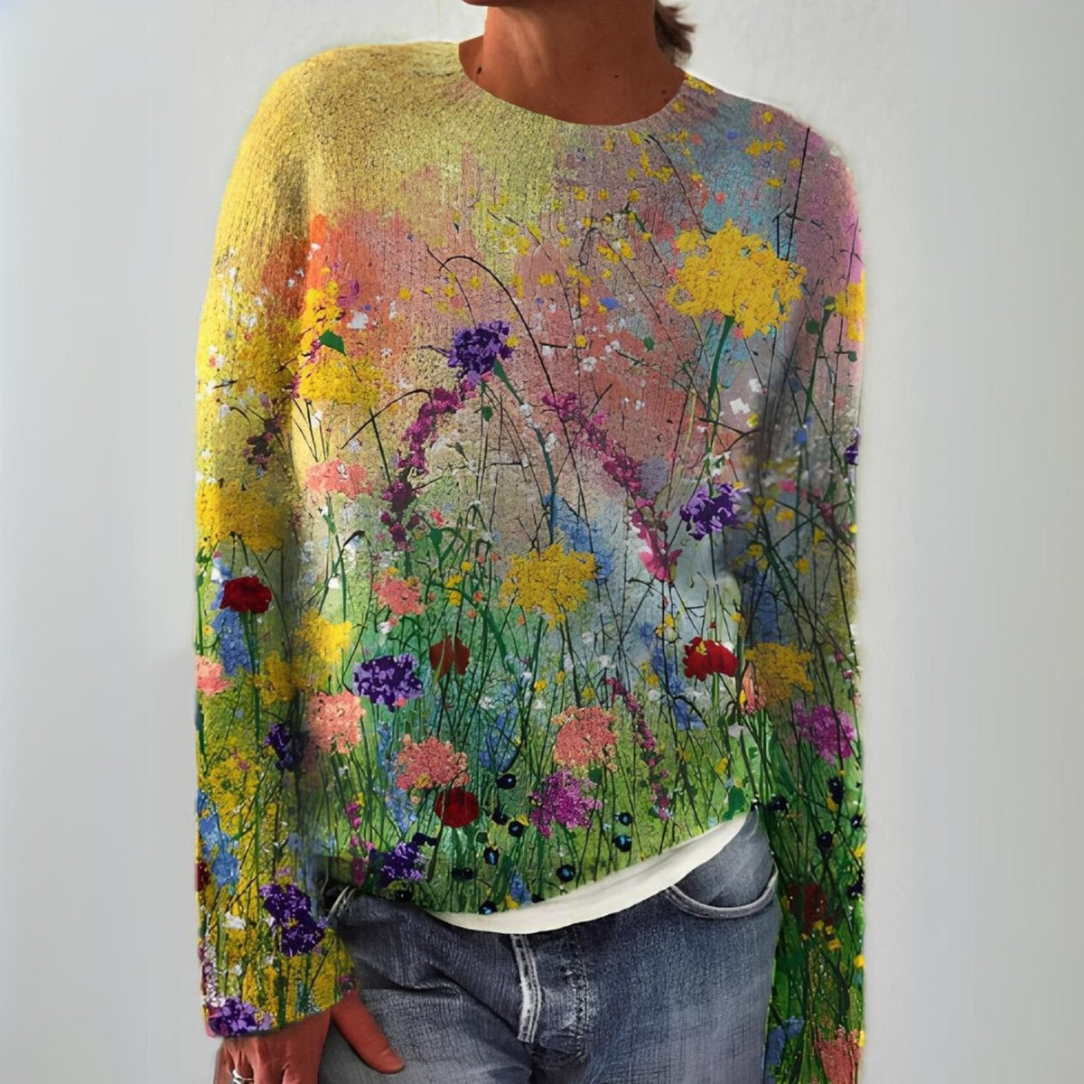 Mia | Pull en tricot doux et élégant pour femmes avec motif floral