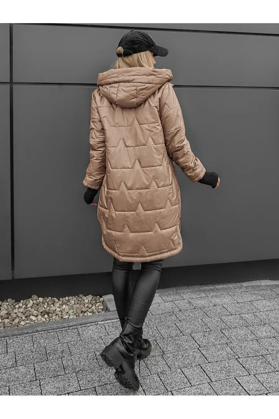 Doudoune longue femme à capuche zippée