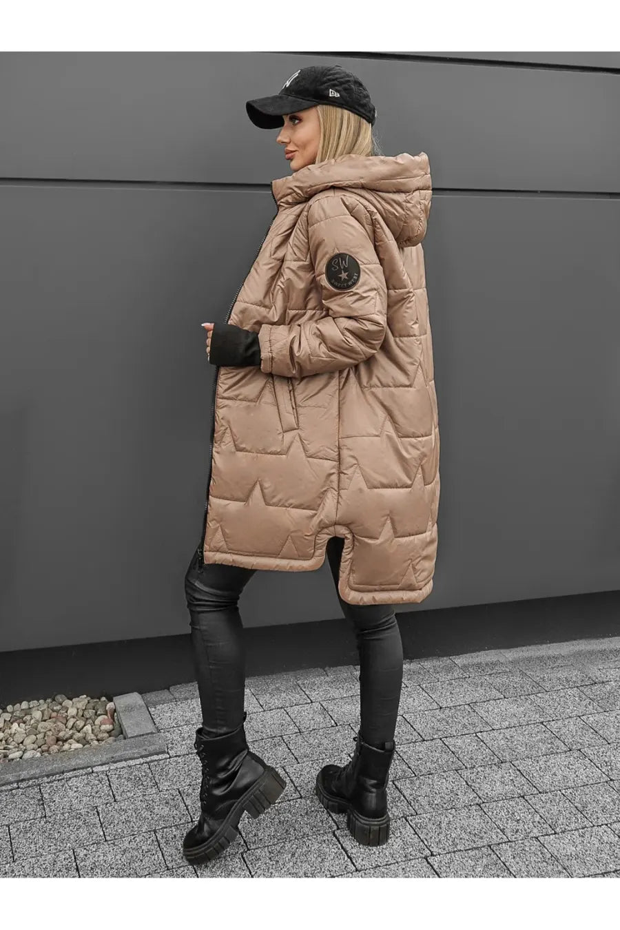 Doudoune longue femme à capuche zippée