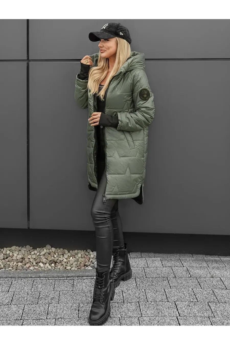 Doudoune longue femme à capuche zippée