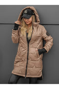 Doudoune longue femme à capuche zippée
