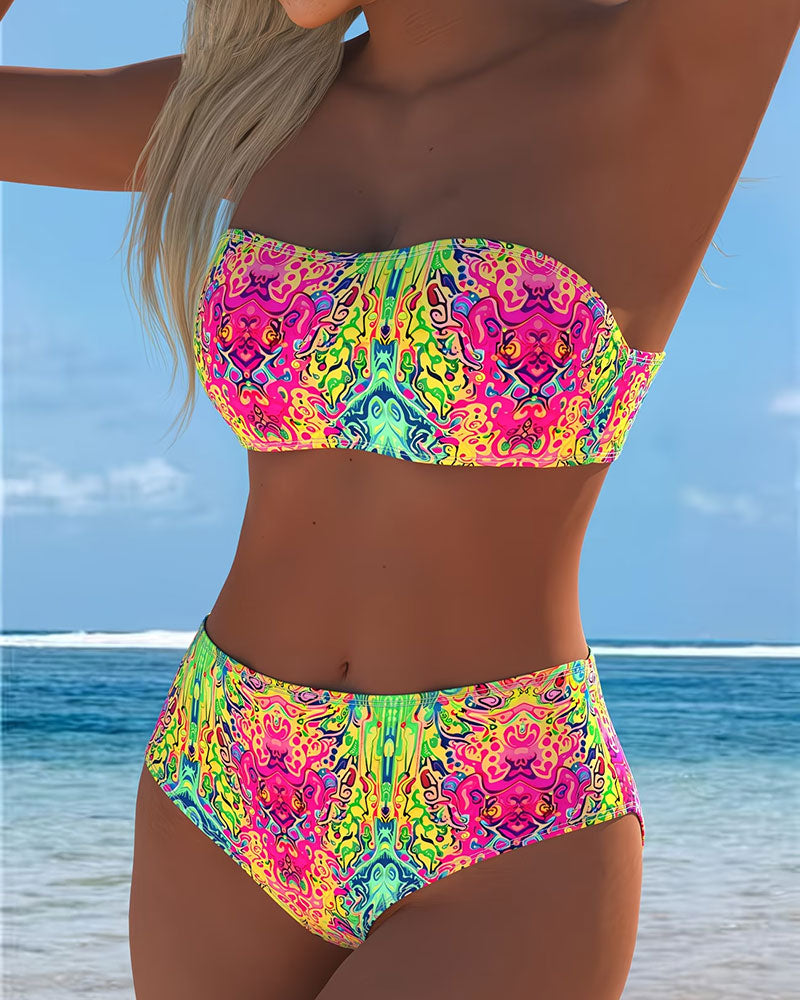 Bylessa | Bikini sans bretelles avec imprimé coloré